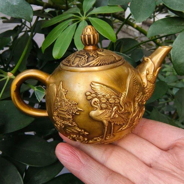 銅器   細工  魚嘴鶴茶壺  徳利   茶道具  現代工芸品 美術品 置物 銅器 細工 魚嘴鶴茶壺 徳利 茶道具 現代工芸品 美術品 置物