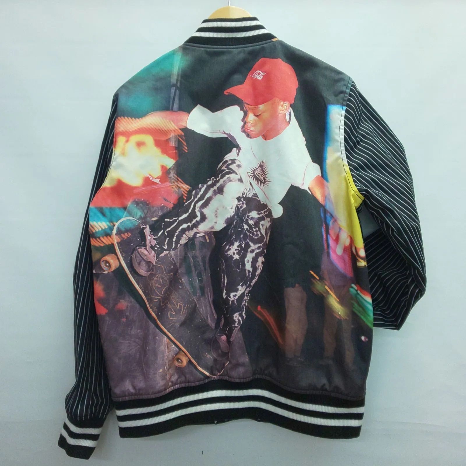 【浜館75-1799】 【店舗併売品】 Supreme COMME des GARCONS　14SS Reversible Varsity Baseball JK ハロルドフォトプリント　シュプリーム コムデギャルソン リバーシブル Mサイズ 【中古品】