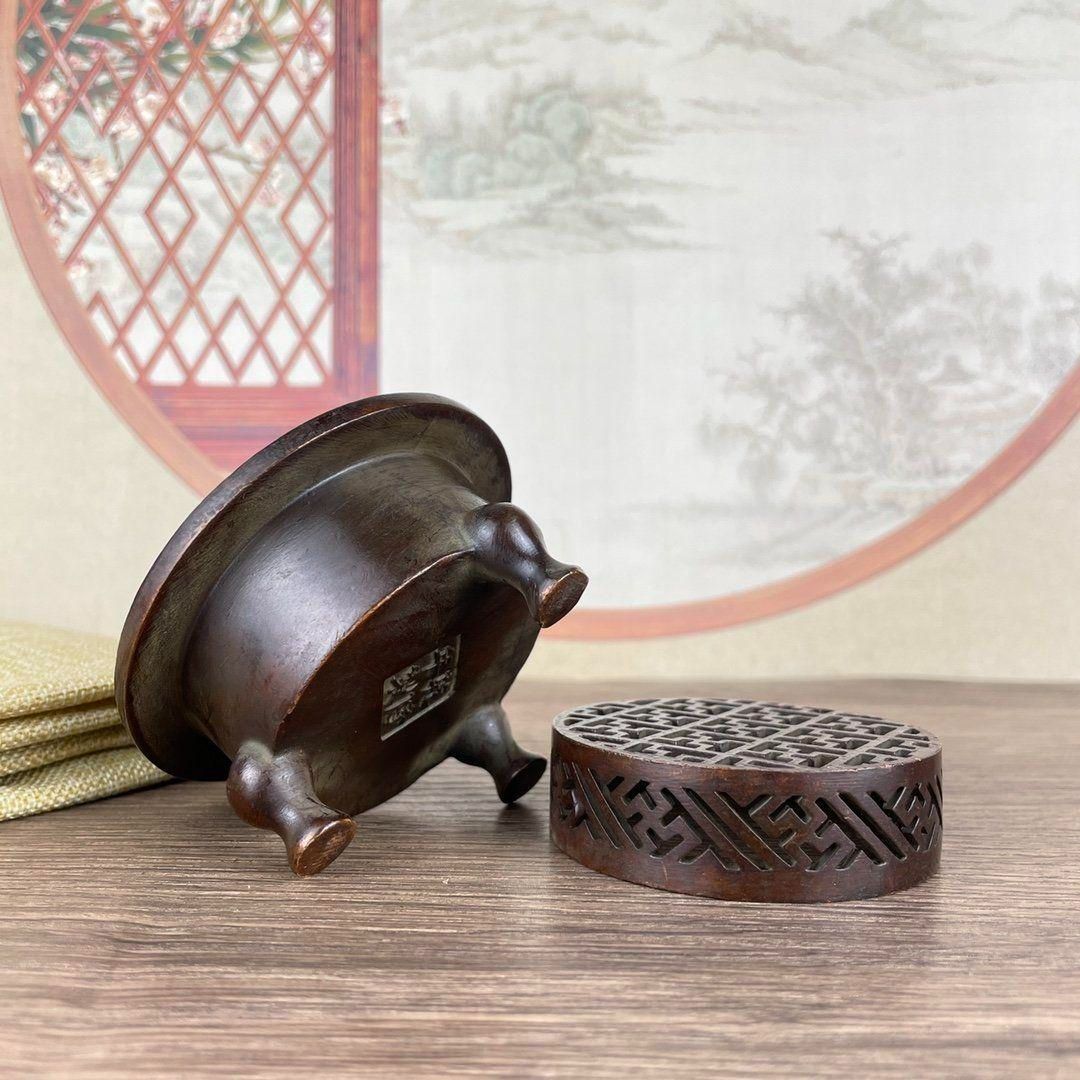 銅製 牛壷 茶道 置物 茶道具 香道具 装飾品 工芸品 美術品 銅 細工 茶道具 香道具 蓋置 三脚の香炉 装飾品 現代工芸品美術