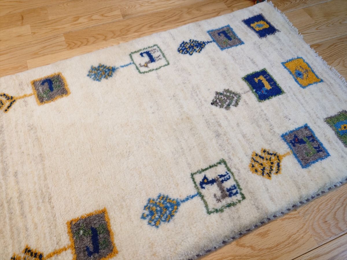 ペルシャ ギャッベ ランナー中 ラグ 143x50㎝ 生命の木 パネル 花 ヤギ 羊 RJ13961 MARWIL-DEMENAGEMENTS_CH