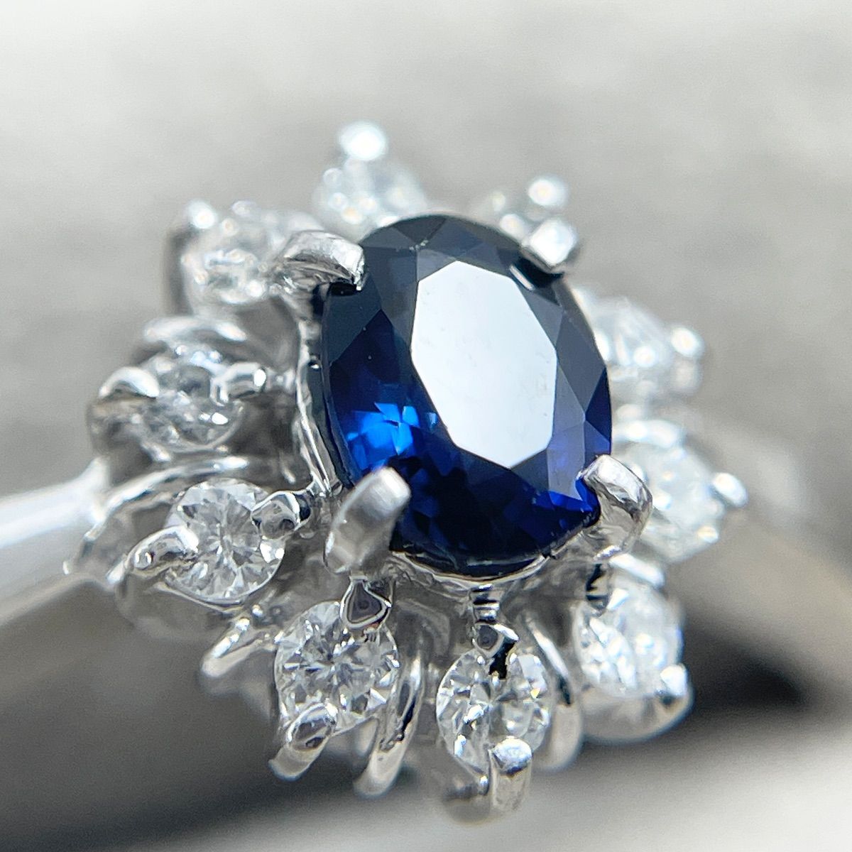 Pt900 天然サファイア 0.31ct 天然ダイヤモンド 0.11ct リング Pt900  