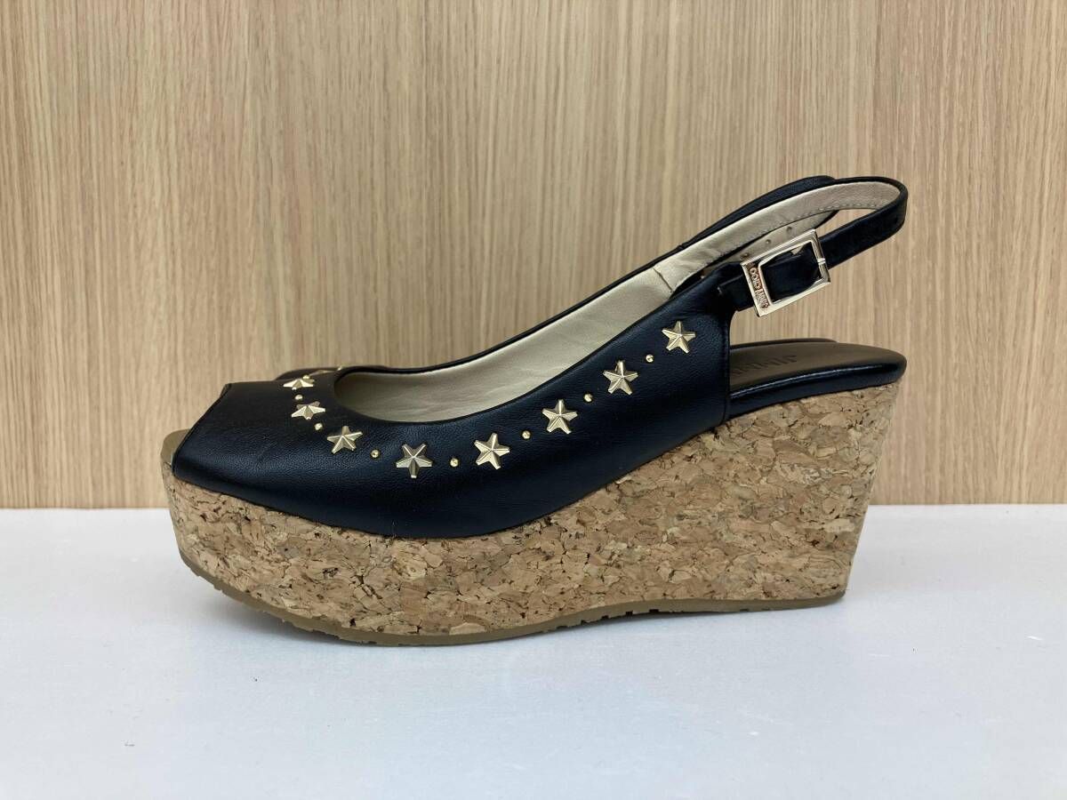 JIMMY CHOO ジミーチュウ プローバ ウェッジソール スタッズサンダル ヒール約7.5cm サイズ約20cm ブラック 通年