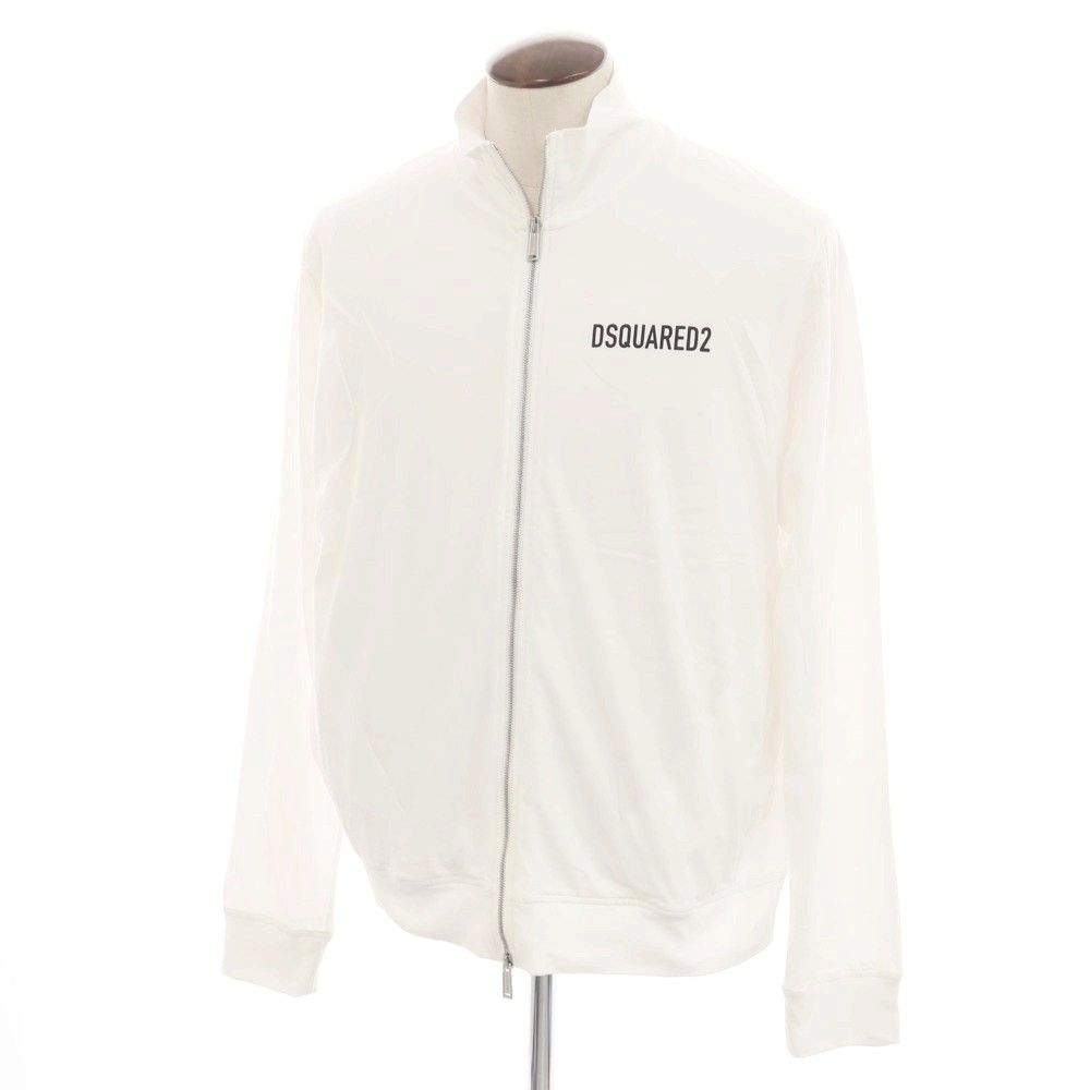 【新品アウトレット】ディースクエアード DSQUARED2 コットン スタンドカラー ダブルジップ ジャージ ホワイト【サイズXXL】【メンズ】