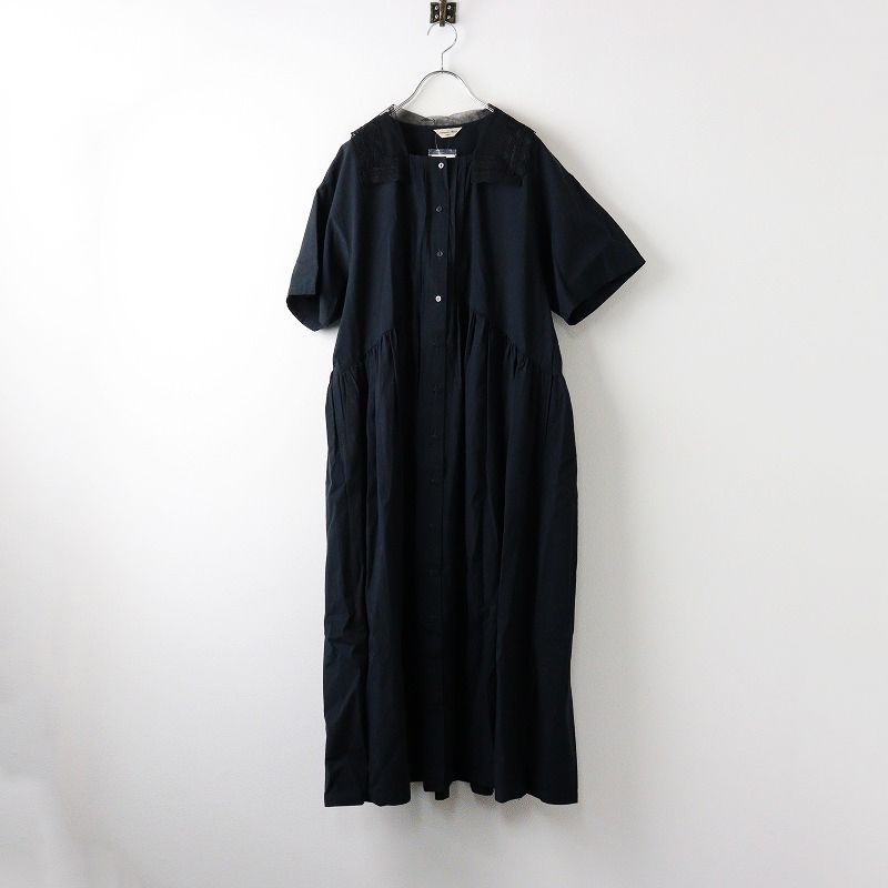 未使用 サマンサモスモス Samansa Mos2 SM2 チュールレース襟ワンピース M/ブラック ロング フレア マキシ丈【2400014172188】