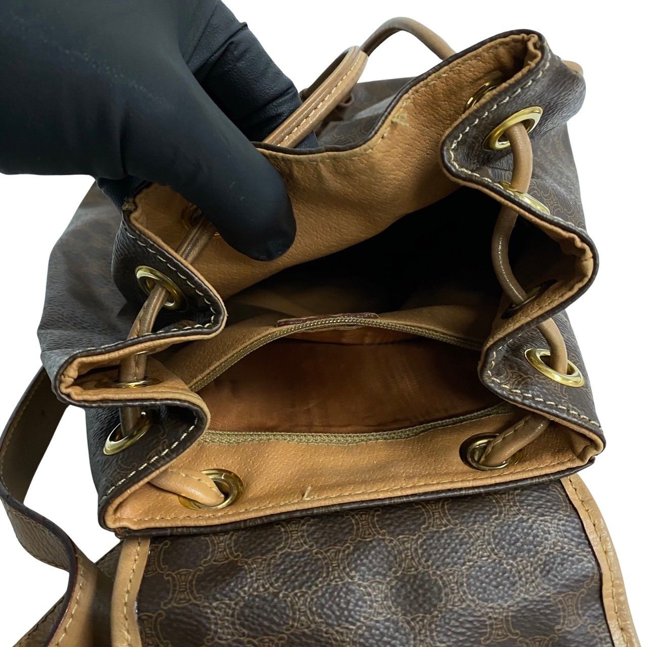 極 美品 CELINE セリーヌ マカダム ブラゾン トリオンフ リング金具 