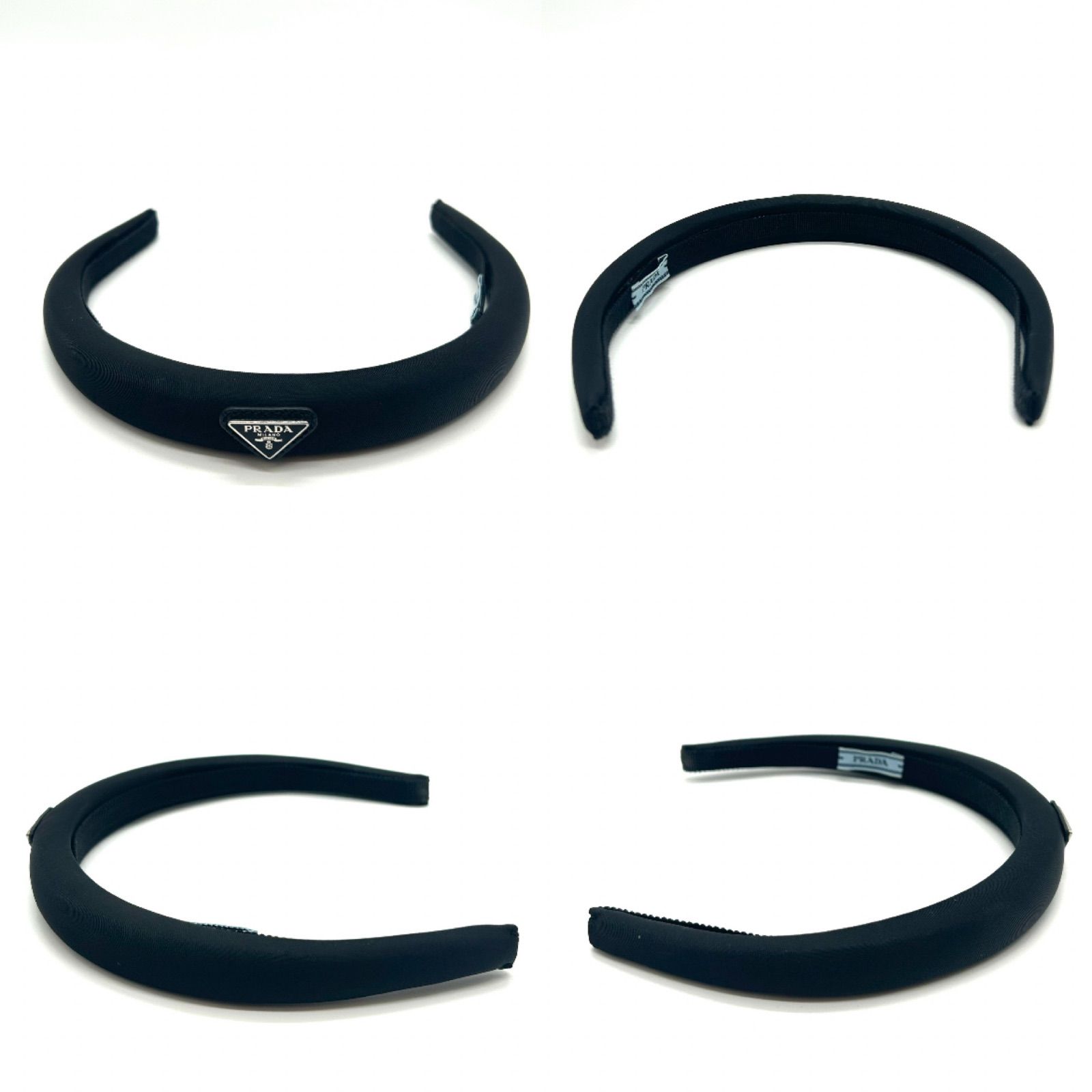 PRADA プラダ カチューシャ トライアングルロゴ Re-Nylon ブラック ナイロン 三角プレート ヘッドバンド レディース ヘア