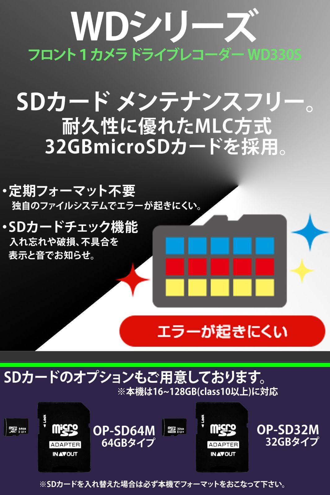 MLC方式大容量32GBSDカード