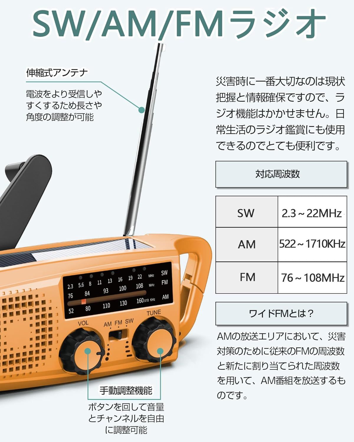 楽天市場】防災ラジオ 懐中電灯 AM/FM 携帯ラジオ ラジオ 多機能