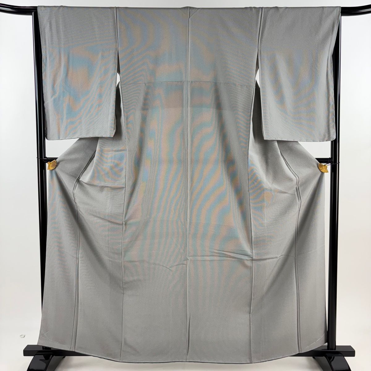 江戸小紋 身丈163cm 裄丈65cm M 袷 万筋 黒灰 正絹 秀品