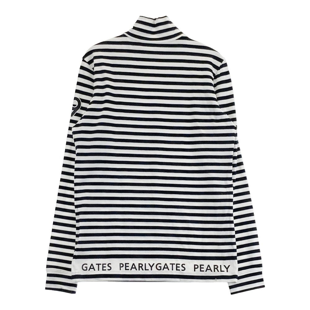 サイズ：1 PEARLY GATES パーリーゲイツ  ハイネック 長袖Tシャツ ボーダー柄 ブラック系 [240101474837] ゴルフウェア レディース ストスト サイズ：1 PEARLY GATES パーリーゲイツ ハイネック 長袖Tシャツ