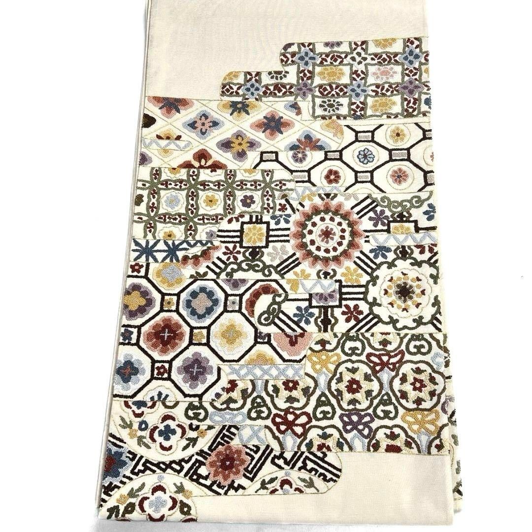 未着用　袋帯　相良刺繍　金駒刺繍　蜀江紋　花紋　着物　043a p 未着用 袋帯 相良刺繍 金駒刺繍 蜀江紋 花紋 着物 043a p - メルカリ