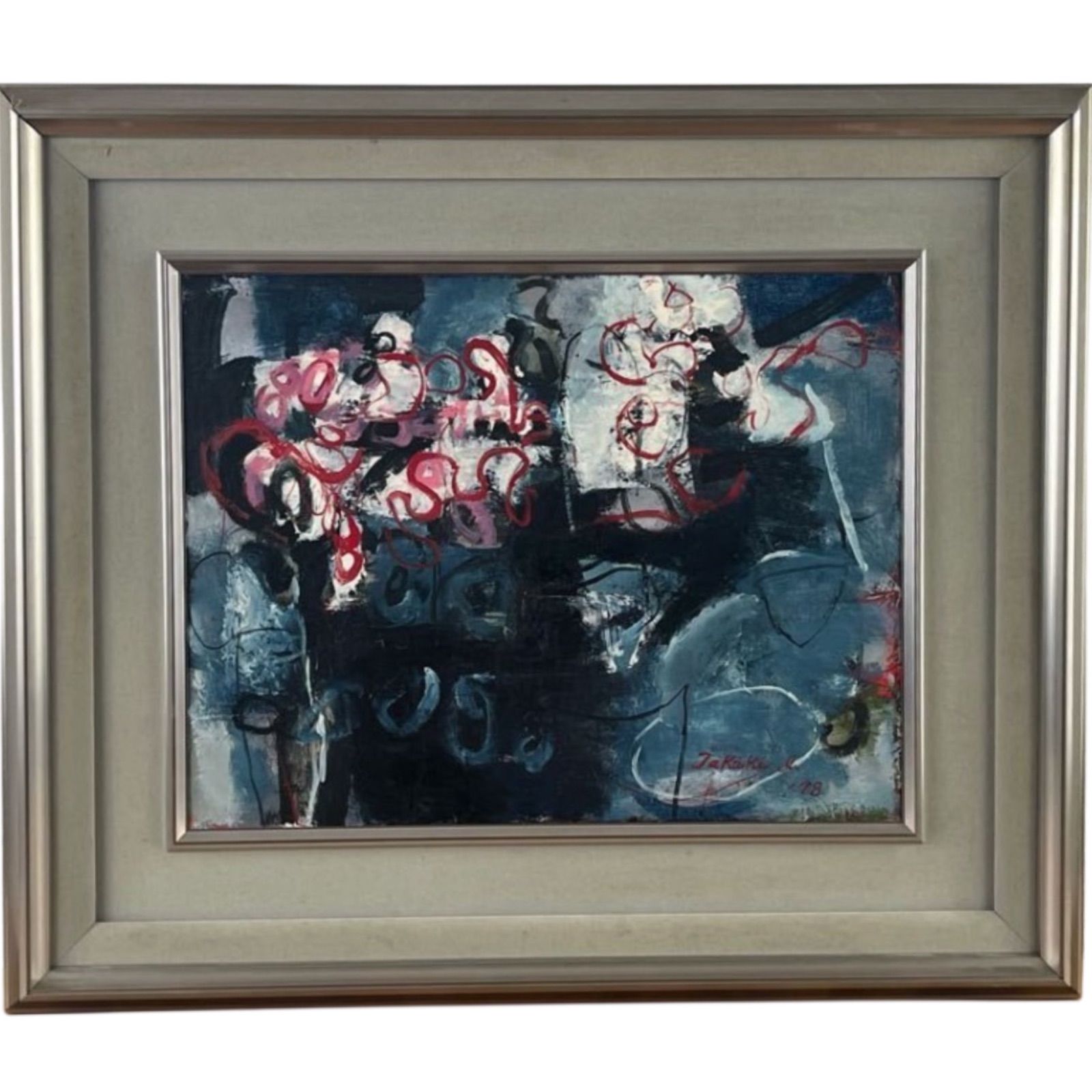 No4127 額装　作者不明　コラージュ画　油彩画　抽象画　現代アート　送料無料 作者不詳 (Jakaki.l) 抽象画 油彩 額装 - メルカリ