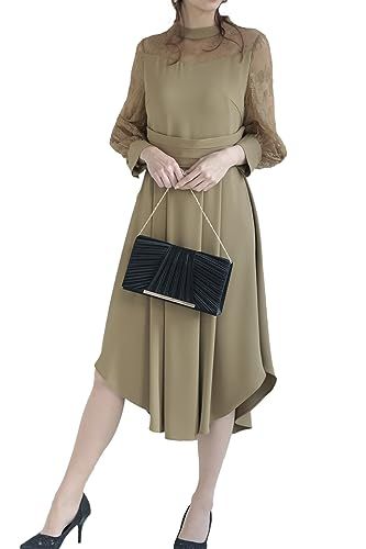 続々入荷中！ MORE AUNI パーティー ドレス 結婚式 ロング スリーブ イレヘムスカート ワンピース 2次会 1.5次会 お呼ばれ サマー ウィンター スプリング オータム 大きいサイズ ボディコン ニット 切り替え フ M ドレス 発表 会 披露宴 結婚