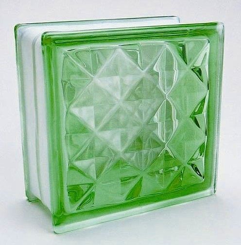 ガラス製立方体置物 緑色装飾 ブロックガラス 塀 壁飾りガラスブロック ダイヤモンドー95(JB2-19515