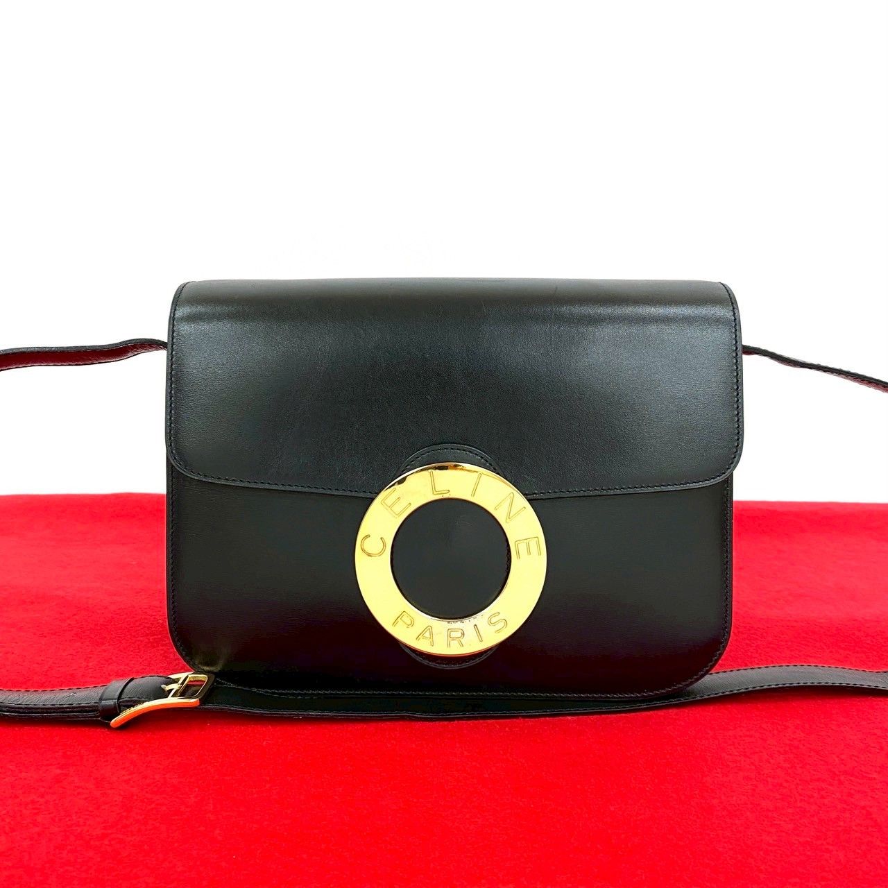 極 美品 CELINE セリーヌ ヴィンテージ サークルロゴ 金具 極 美品 CELINE セリーヌ ヴィンテージ サークルロゴ 金具