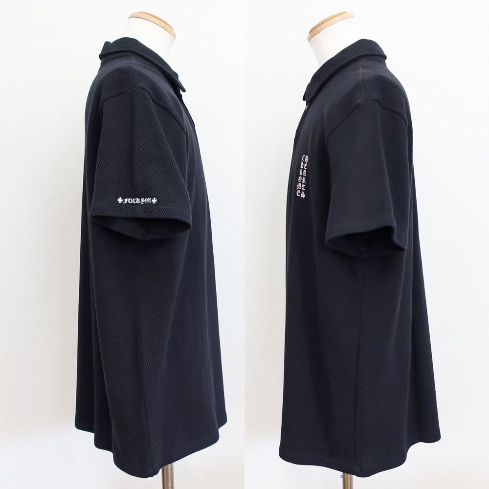 天白】【CHROME HEARTS】クロムハーツ ポロシャツ ロゴ刺繍 表記サイズ