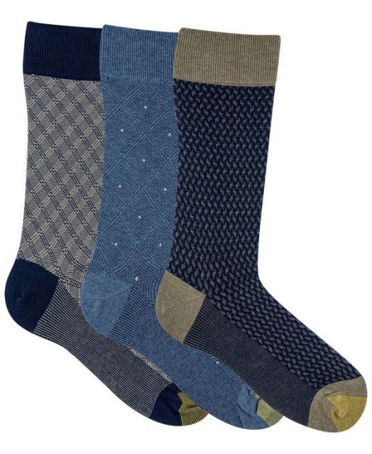ゴールドトゥ メンズ 靴下 アンダーウェア Men s 3-Pack Niles Dress Reinforced Toe Crew Socks Gray blue navy
