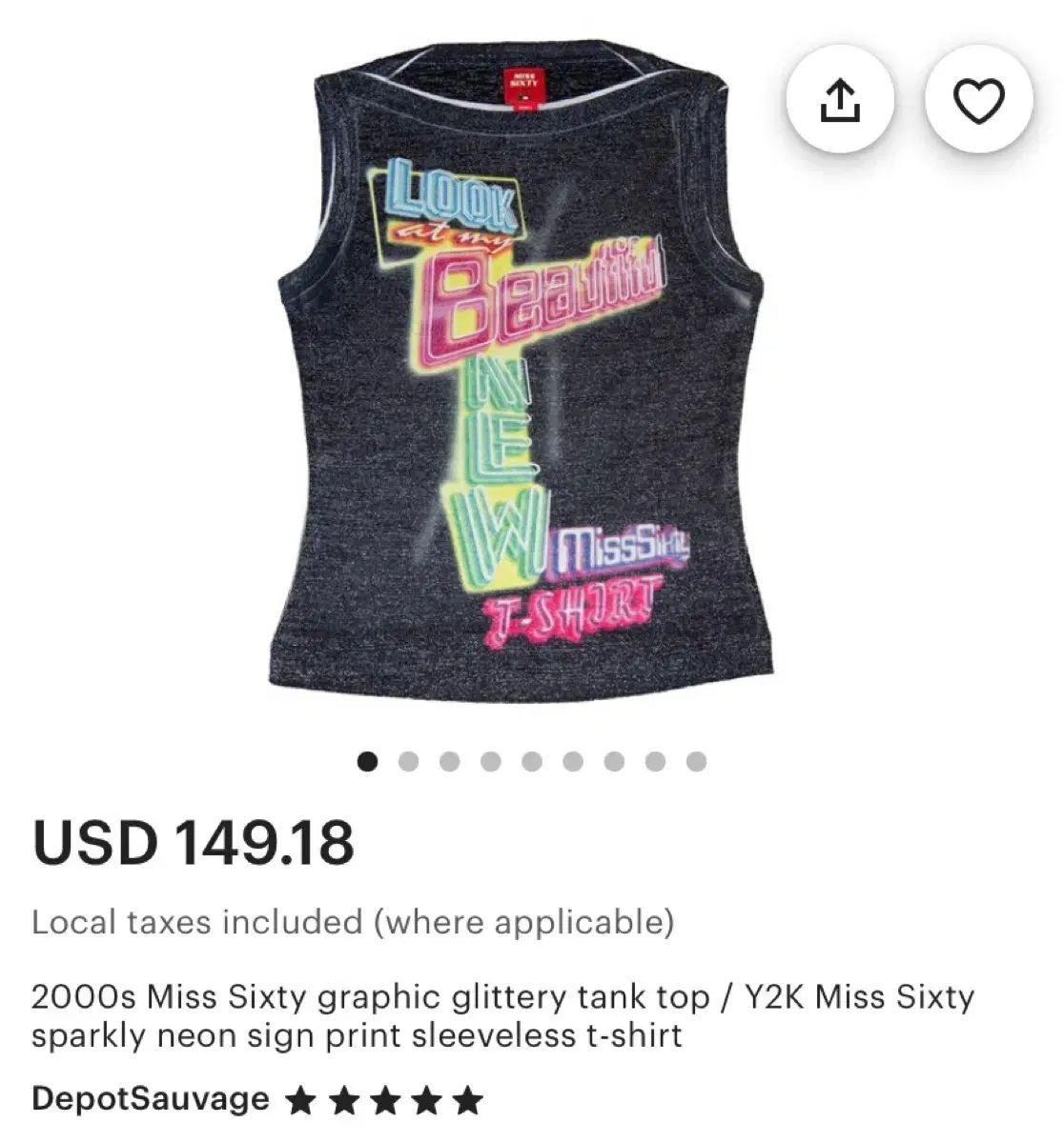 美品！90年代レア品 MISS SIXTY ビーズタンクトップ - メルカリ