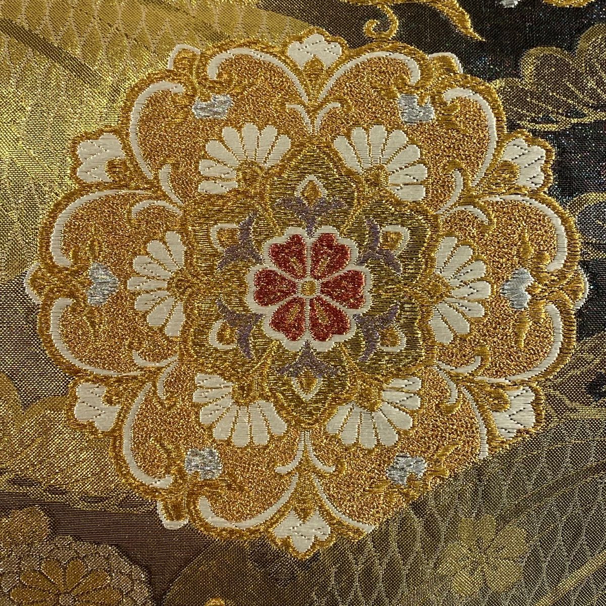 袋帯 秀品 華文 鳥 金銀糸 刺繍 金色 六通 正絹 【中古】 - メルカリ