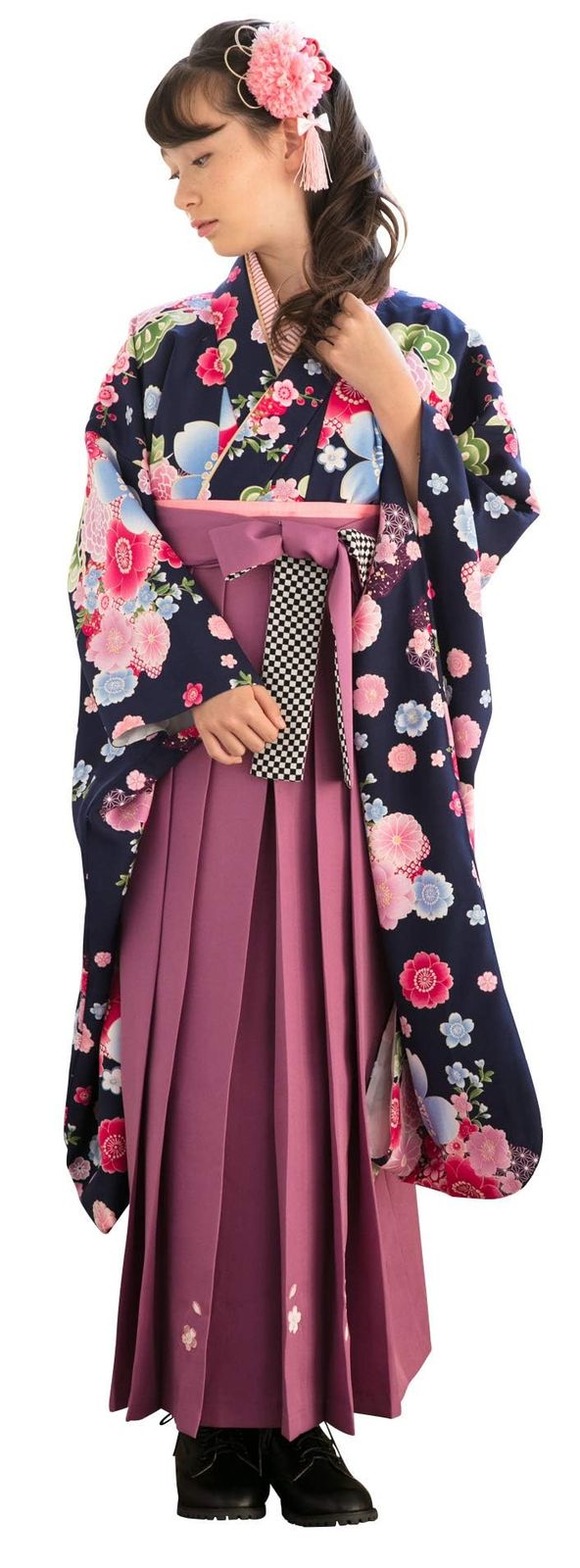 アリサナ 袴 小学生 セット 卒業式 女の子 着付け不要 簡単 着物 半襟付き襦袢 袴 帯枕付き帯 腰紐の5点