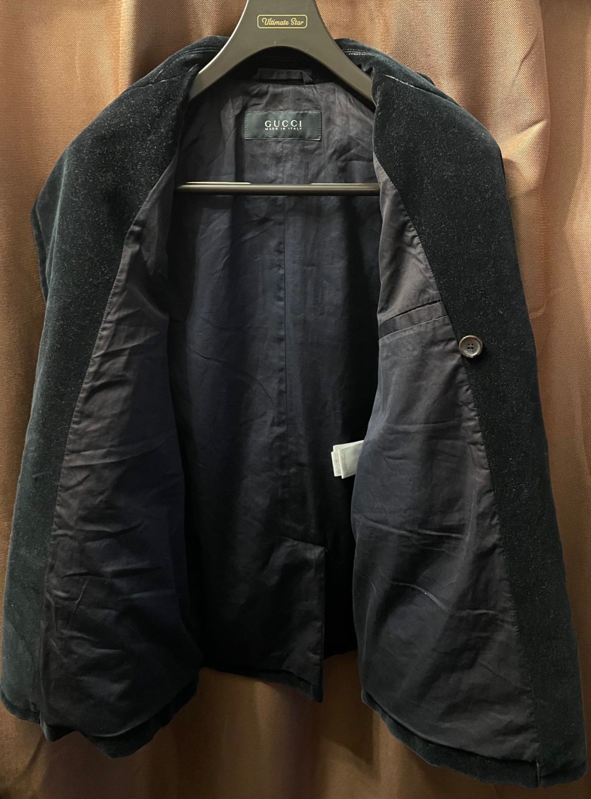 美品ビンテージGUCCIモッズコート MADE IN ITALY製 GUCCI ベルベットPコート ブラック 48サイズ