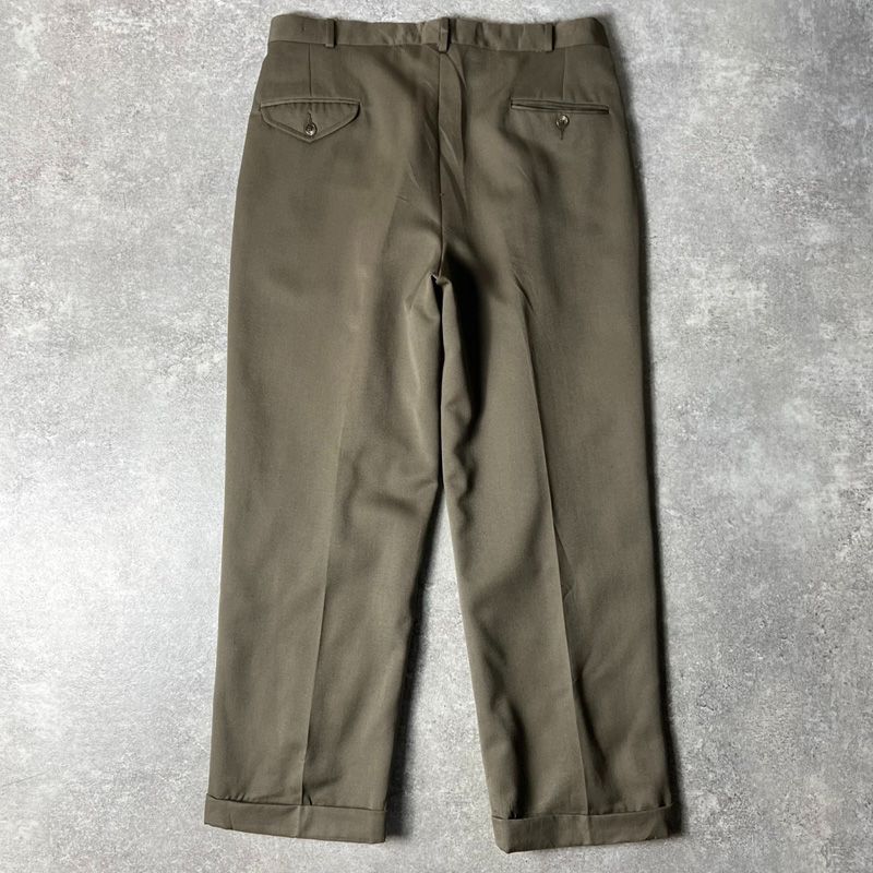 polo ralph lauren 80s ウール スラックス 2タックカナダ製 80s USA製 RalphLauren 2タックウールスラックス 鼠色 W34