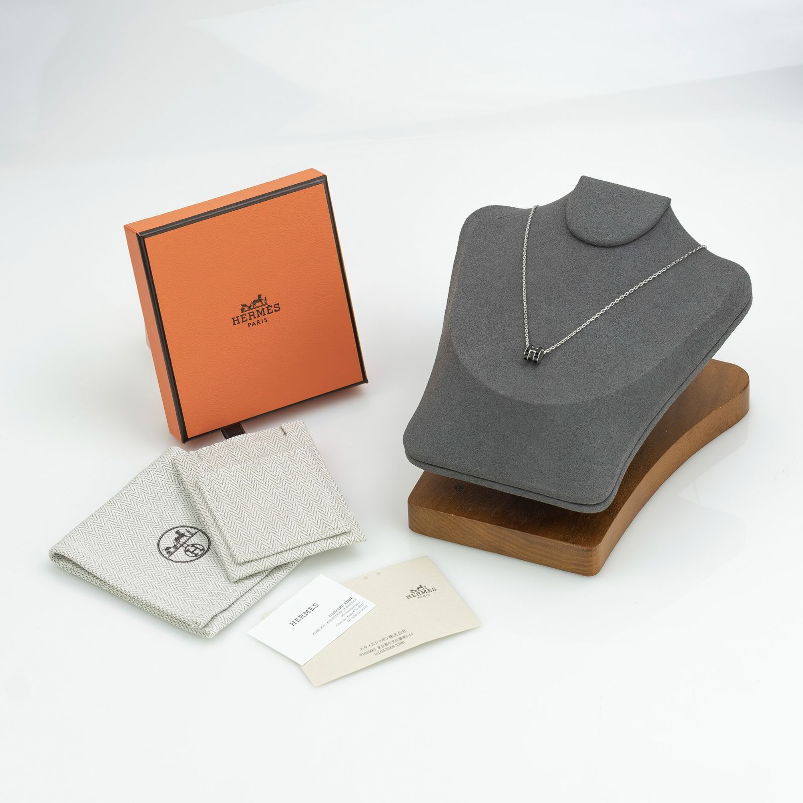 エルメス HERMES ポップアッシュミニ ネックレス ブラック シルバー 