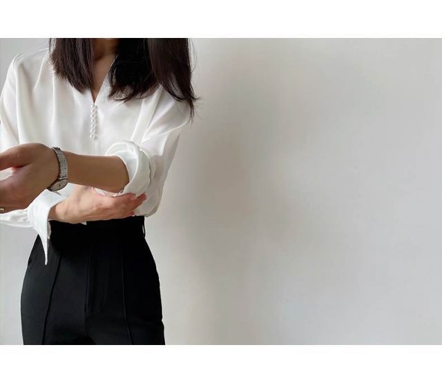 種類15：ホワイト/XL きれいめ ブラウス トップス シャツ プルオーバー