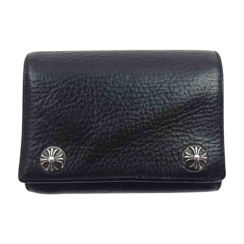 CHROME HEARTS クロムハーツ（原本無） 三つ折り財布 3 FOLD WALLET 3フォールド クロスボールボタン レザー ウォレット  財布 ブラック系【中古】 - メルカリ