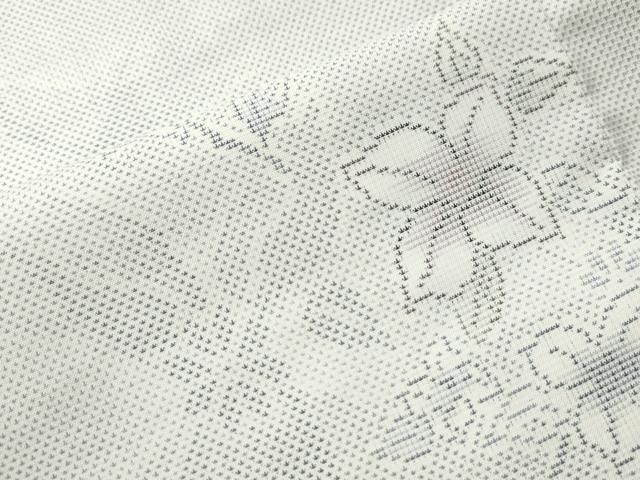 平和屋着物○本場大島紬 白大島 9マルキ 草花文 正絹 逸品 未使用