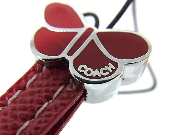 □美品□ COACH コーチ 蝶モチーフ レザー ストラップ キーホルダー