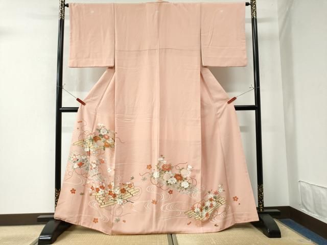平和屋着物●豪華色留袖 駒刺繍 花筏文 金彩 正絹 CAAW8058yc