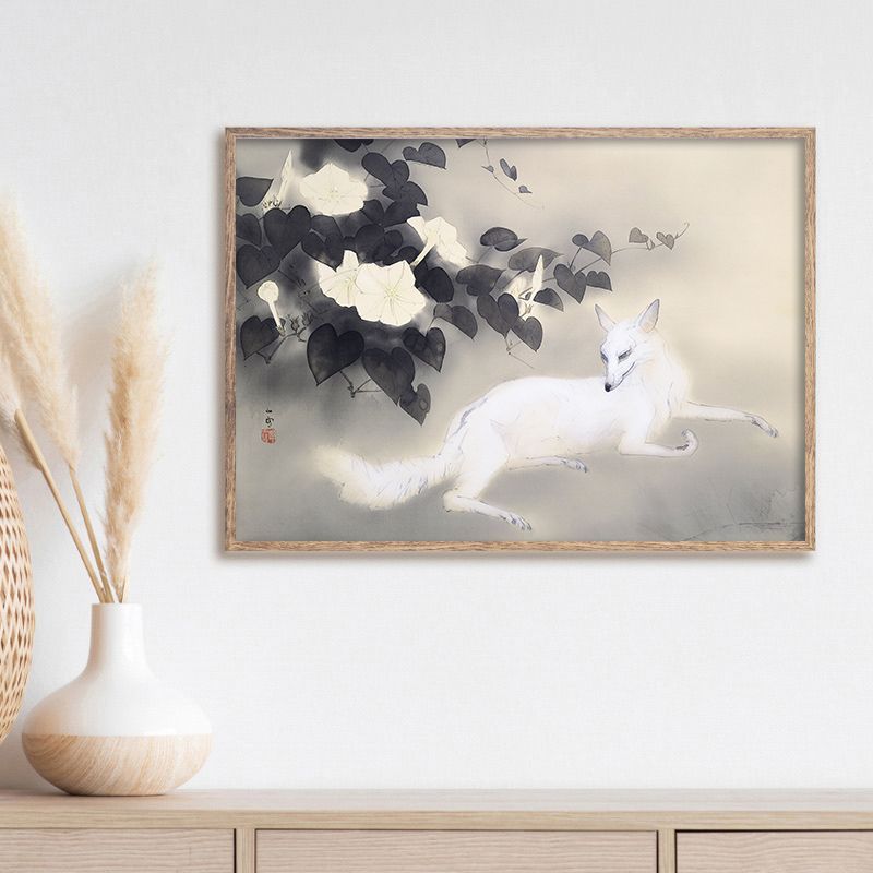 橋本関雪 (夏夕) 水墨画 妖艶な魅力の白狐 一部予約！】 水墨画 (夏夕) 橋本関雪 妖艶な魅力の白狐