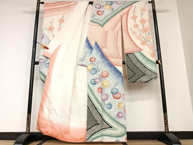 平和屋着物○豪華振袖 総絞り 舞花文 正絹 逸品 AAAY0061zg