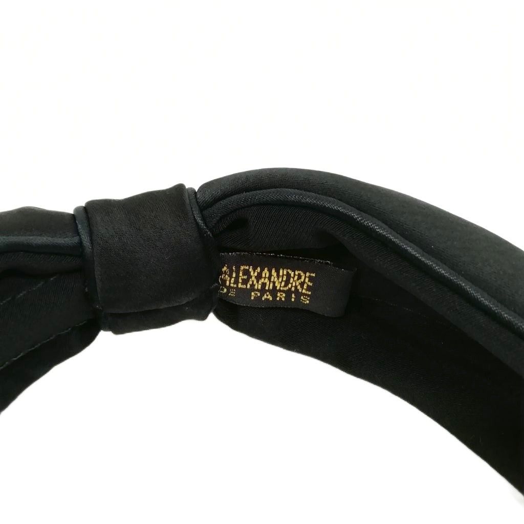 アレクサンドルドゥパリ Alexandre De Paris サテン リボンカチューシャ ヘア ブラック DECORATOM_COM_BR