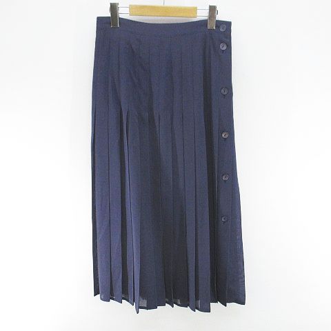 上品なファッション アニオナ AGNONA ロング丈 プリーツスカート スカート 紺系 スカート