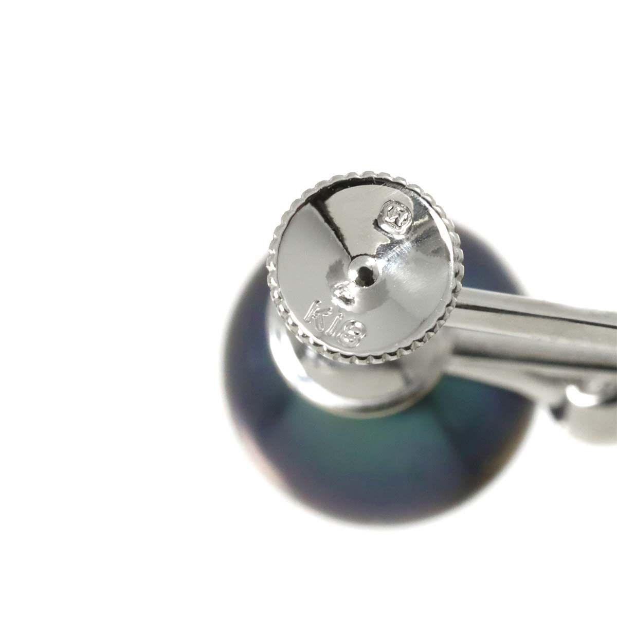 ミキモト MIKIMOTO 黒蝶真珠 8.8mm ダイヤ イヤリング K18 WG