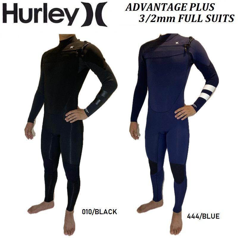 ジャパンフィット メンズ 2025 HURLEY WETSUITS フルスーツ ハーレー ウェットスーツ ADVANTAGE PLUS 3|2 mm FULL SUIT 010 444 シャージ ブラック ブルー ジャーフル MZFLAD25