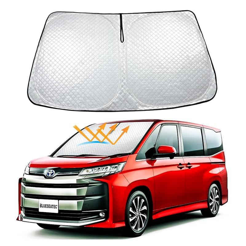 【2024 5層構造】 BLUESEATECトヨタ 新型 ヴォクシー ノア 90系 フロントサンシェード VOXY NOAH 4代目 R90W型 R4.1? フロントガラス 高密度生地 厚手材質5層構造 日よけ 暑さ対策 内装劣化防止 紫外線カ