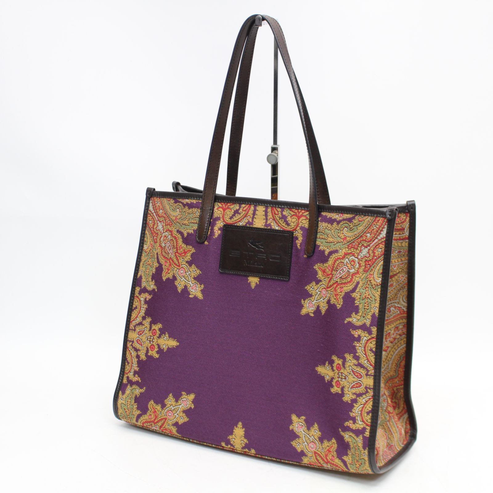 305)【美品】ETRO エトロ ペイズリー柄 ジャガード トートバッグ 紫