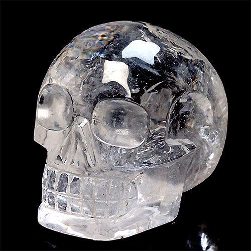 D17-10〕入手困難 極上品質 超透明 水晶 ドクロ クリスタルスカル 虹