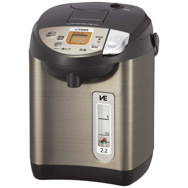 ♥ 未開梱 タイガー TIGER 電気ポット 蒸気レスVE電気まほうびん 2.2L|蒸気レス機能 PIW-A220T ブラウン