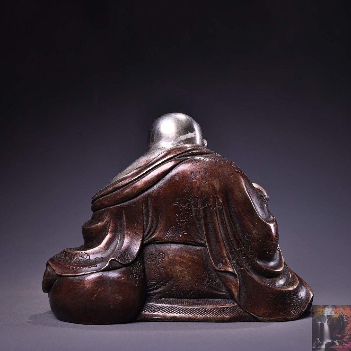 旧家蔵出し 銅製 塗銀 浮彫 鏨刻 彌勒仏像 仏像 宗教 密宗 供養品 古