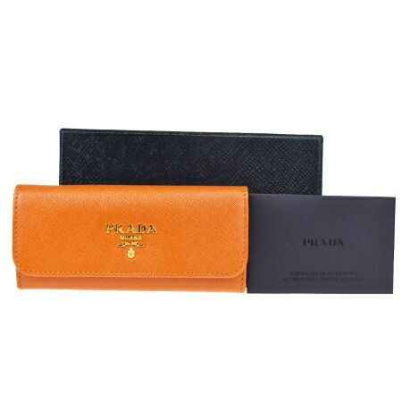 【中古】 外美品 プラダ PRADA 6連キーケース サフィアーノ オレンジ レザー 保存箱付き 05MB292