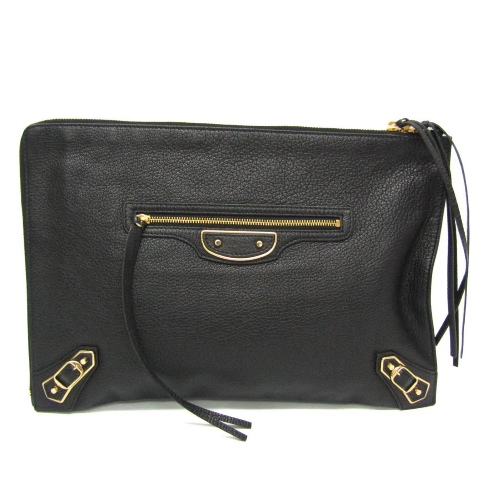 バレンシアガ Balenciaga メタルエッジ 390186 レディース メンズ レザー クラッチバッグ ブラック