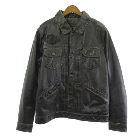 ハーレーダビッドソン HARLEY DAVIDSON 98036-19VM ディガー スリムフィット レザージャケット 中綿 牛革 ブラック 黒 L