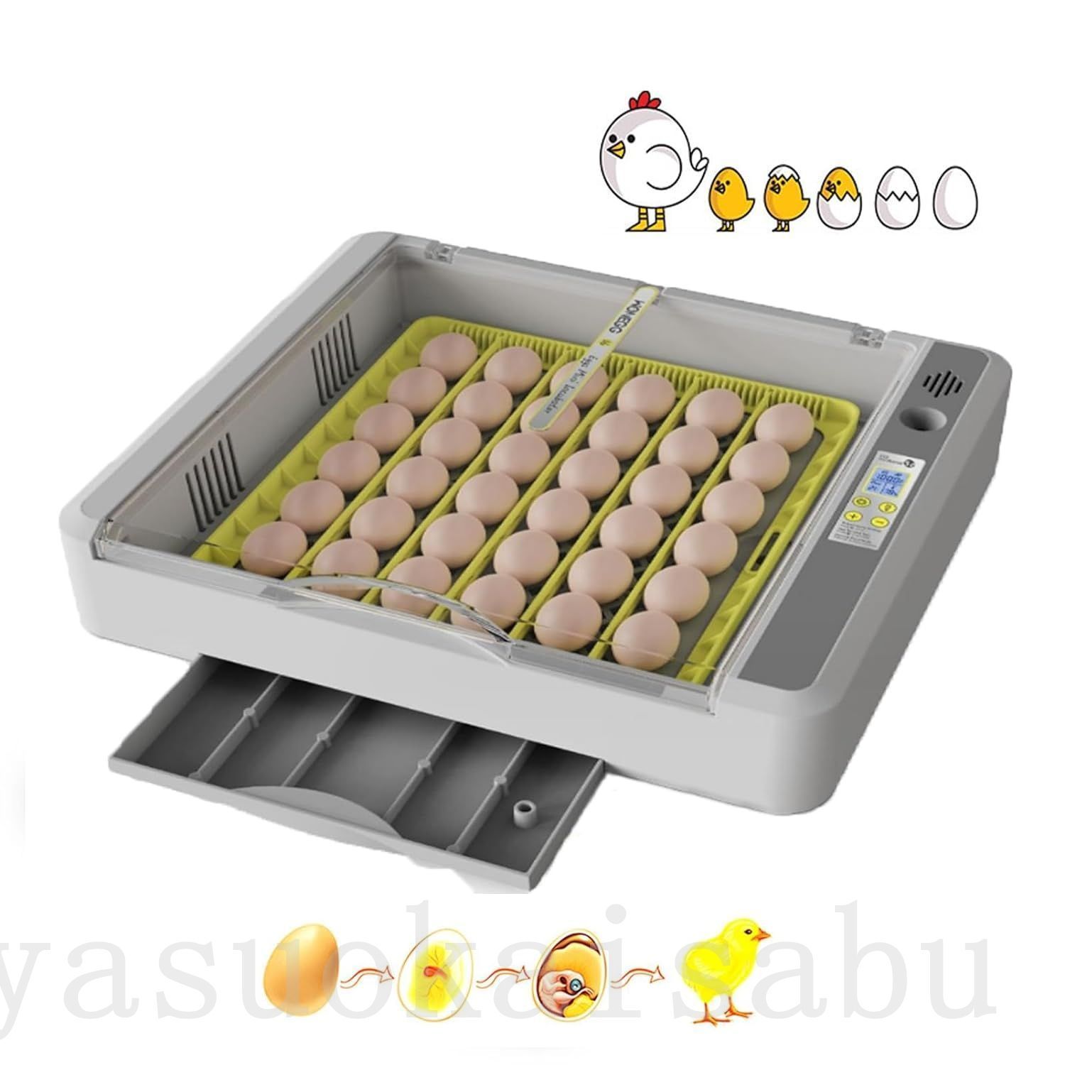 自動孵卵器インキュベーター36個大型デジタル表示自動転卵式LED冷光付き自動温度調節自動温度調節発泡スチロール検卵ライト内蔵