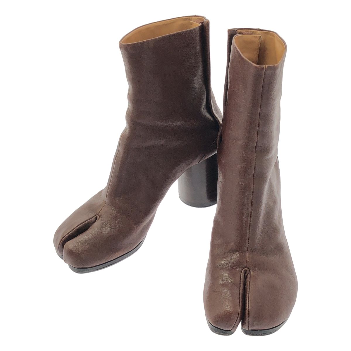 Maison Margiela | メゾンマルジェラ | 2021AW | Tabi | タビ レザー チャンキーヒール ショートブーツ ブーティ 足袋 | 38 | ブラウン | レディース