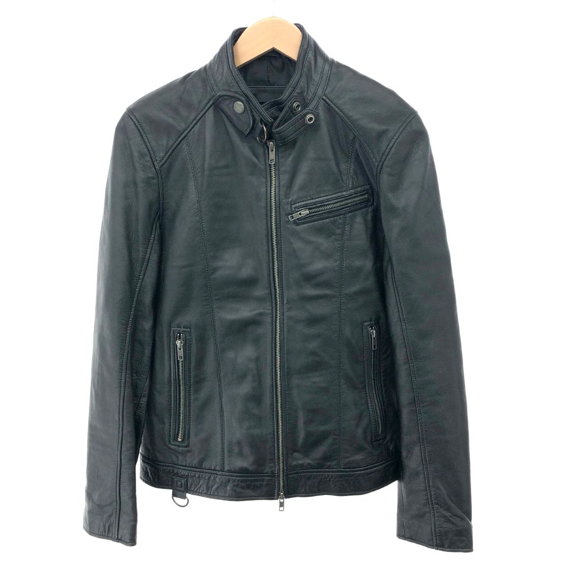 Liugoo Leathers リューグーレザー シングルライダース レザー ジャケット M ブラック ラムレザー メンズ 241005006050