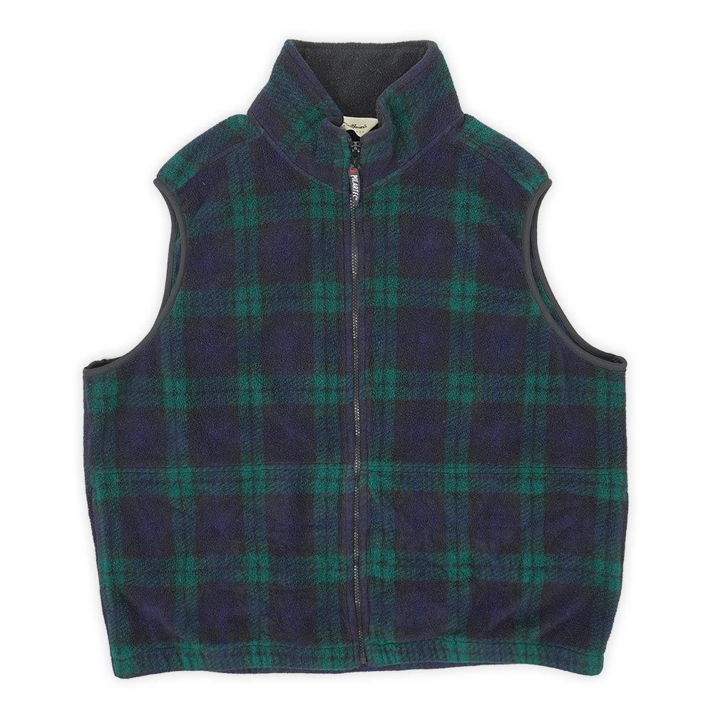 エディーバウアー Eddie Bauer 90's 90年代 フリースベスト 白タグ POLARTEC ポーラテック アウトドア USA ヴィンテージ ビンテージ VINTAGE アメリカ 古着 メンズ チェック柄 ブラックウォッチ XL【中古